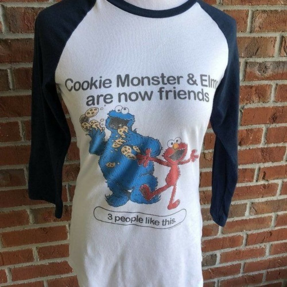 Cookie Monster & Elmo 3/4 Sleeve Ladies Cut Shirt - Size L - Picture 3 of 5